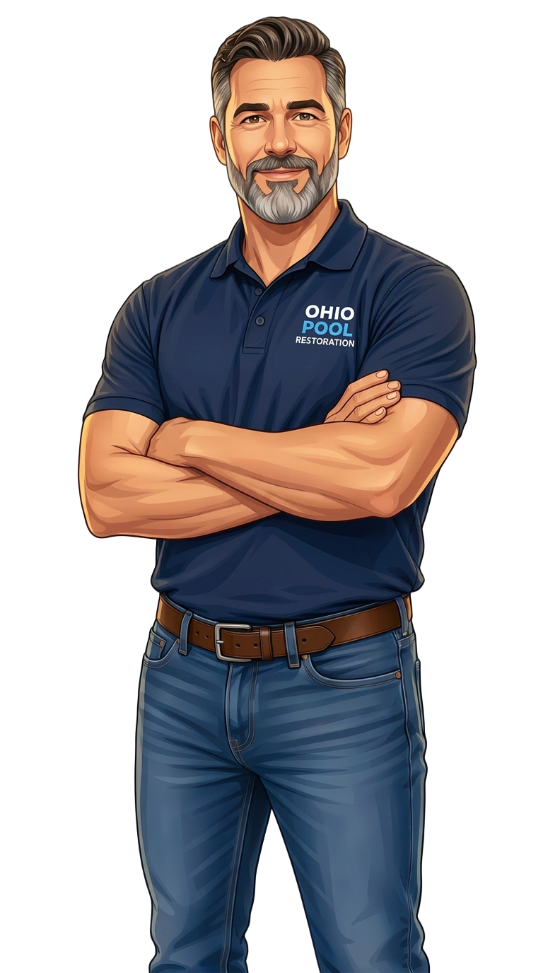 Ohio Pool Restoration mascot giving a thumbs up